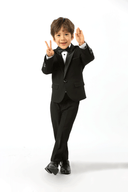 Edward Pin Dot Fine Texture Boys Jacket with Satin BLACK