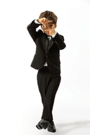 Edward Pin Dot Fine Texture Boys Jacket with Satin BLACK