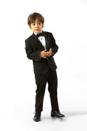 Edward Pin Dot Fine Texture Boys Jacket with Satin BLACK