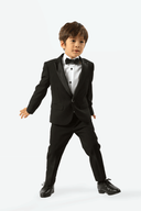 Edward Pin Dot Fine Texture Boys Jacket with Satin BLACK