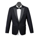Edward Pin Dot Fine Texture Boys Jacket with Satin BLACK