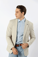 Ledger Peach Finish Fine Cotton Drill Slim Fit Jacket - KHAKI