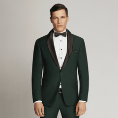 Charles Fine Twill Plain Shawl Lapel Jacket BOTTLE GREEN (57)