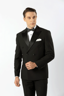 Arlo Double Breasted with Satin Lapel Jacket Black