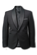 Heston Fine Twill Plain Shawl Lapel Jacket Black