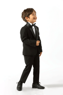 Heston Fine Twill Plain Shawl Lapel Boys Jacket Black
