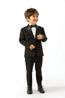 Heston Fine Twill Plain Shawl Lapel Boys Jacket Black