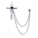 Lapel Chain Pin/ Collar Pin Navy Silver Cross lapel Pin