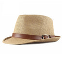 Men's Summer Trilby STRAW BEIGE WITH LEATHER