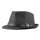 Men's Summer Trilby STRAW BLACK WITH LEATHER