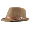 Men's Summer Trilby STRAW BROWN WITH LEATHER
