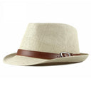 Men's Summer Trilby STRAW CREAM WITH LEATHER