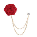 Lapel Chain Pin/ Collar Pin Deep Red Flower Lapel Chain Pin