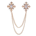 Lapel Chain Pin/ Collar Pin Gold Regal White Rhinestone Collar Pin