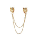 Lapel Chain Pin/ Collar Pin Gold Wolf Collar Chain Pin