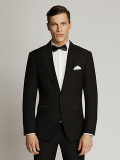Edward Pin Dot Fine Texture Plain Lapel Jacket Black