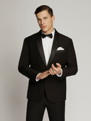 Heston Fine Twill Plain Shawl Lapel Jacket Black