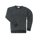 Striped Wool Crew Pullover - Black