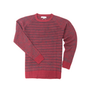 Striped Wool Crew Pullover - Maroon