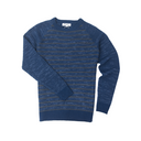 Striped Wool Crew Pullover - Navy