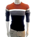 Horizontal Block Stripe Sweater RUST/GREY