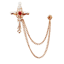 Lapel Chain Pin/ Collar Pin Red Copper Cross Lapel Pin