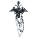 Lapel Chain Pin/ Collar Pin Silver Crown/Black Rhinestone Lapel Pin