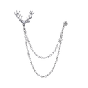 Lapel Chain Pin/ Collar Pin Silver Deer Lapel Pin