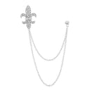 Lapel Chain Pin/ Collar Pin Silver Fleur-de-lis Lapel Pin