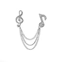 Lapel Chain Pin/ Collar Pin Silver Music Note Lapel Pin