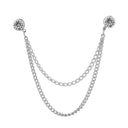 Lapel Chain Pin/ Collar Pin Silver Simple Rhinestone Collar PIn