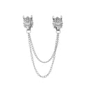 Lapel Chain Pin/ Collar Pin Silver Wolf Collar Chain Pin