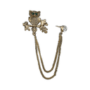 Lapel Chain Pin/ Collar Pin Gold Owl Lapel Pin
