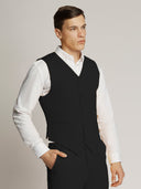 Vegas Fine Twill Plain Microfibre Vest BLACK