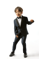 Max Fine Micro Texture Boys Suit Navy