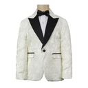 Dallas Brocade with Satin Lapel Boys Jacket IVORY/BLACK