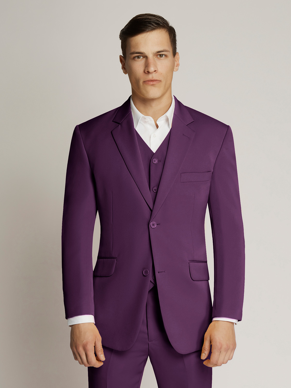 Vegas Fine Twill Plain Microfibre Suit Purple - Ambassador Collection