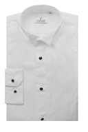 Boys York Poplin Long Sleeve Shirt with French Cuff and Pintuck Front WHITE