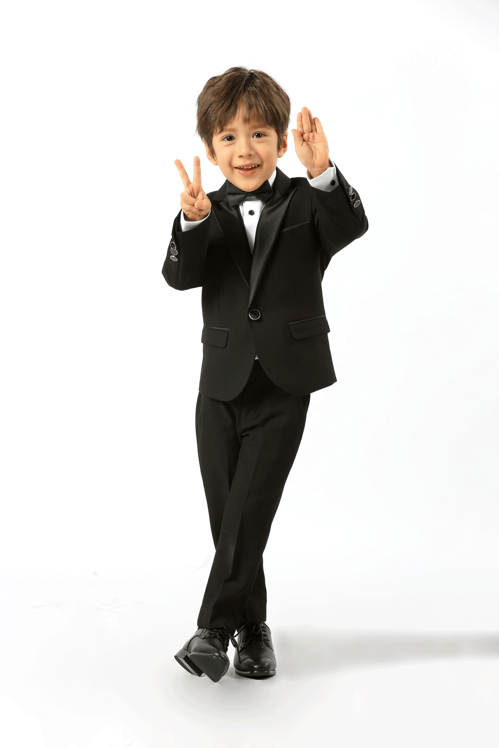 Edward Pin Dot Fine Texture Boys Jacket with Satin BLACK