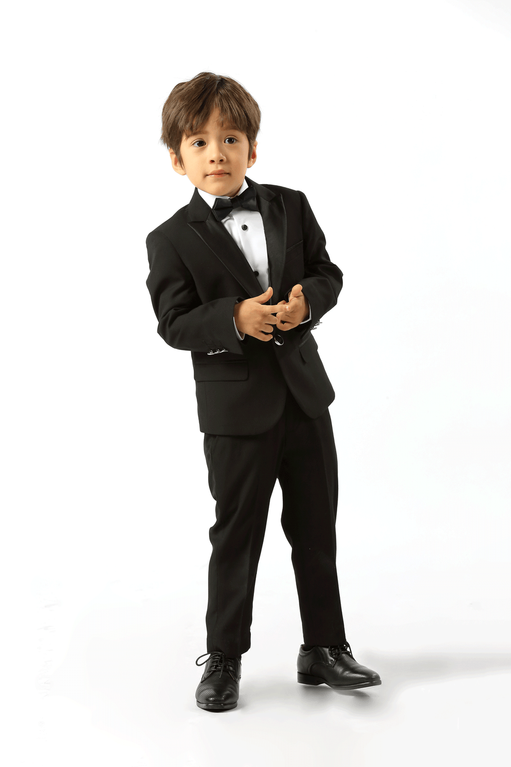 Edward Pin Dot Fine Texture Boys Jacket with Satin BLACK