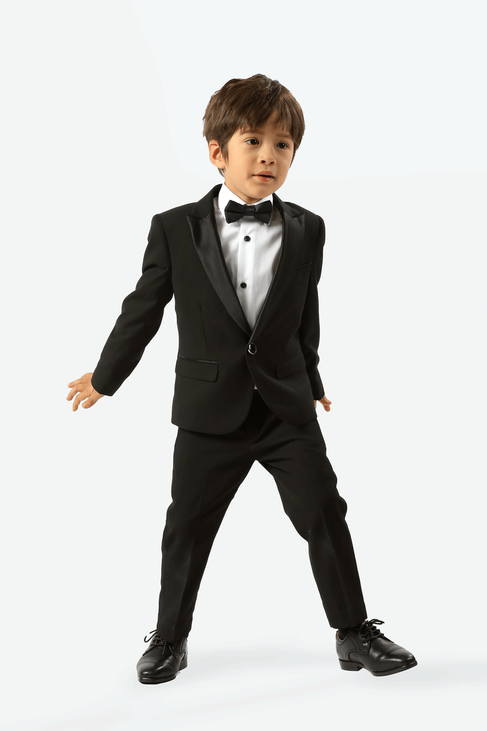 Edward Pin Dot Fine Texture Boys Jacket with Satin BLACK