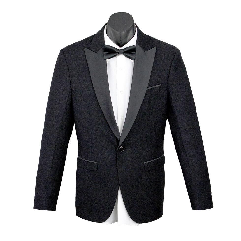 Edward Pin Dot Fine Texture Boys Jacket with Satin BLACK