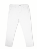 Boys Ledger Peach Finish Fine Cotton Drill Slim Fit Chino WHITE