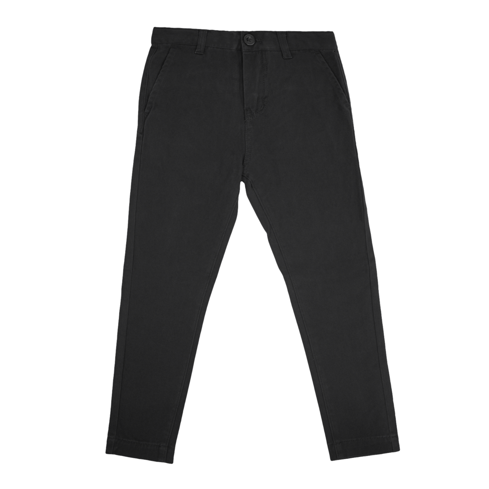 Boys Ledger Peach Finish Fine Cotton Drill Slim Fit Chino BLACK
