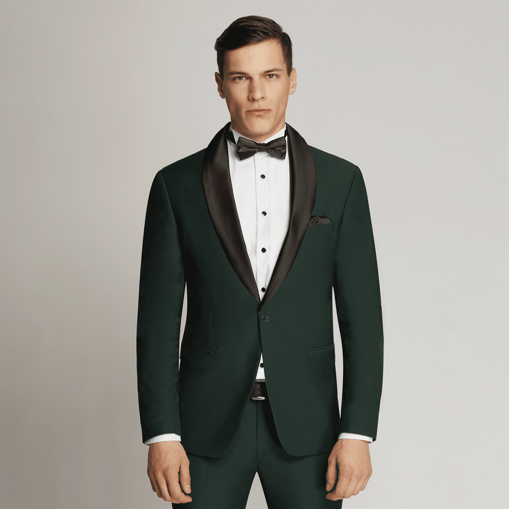 Charles Fine Twill Plain Shawl Lapel Jacket BOTTLE GREEN (57)