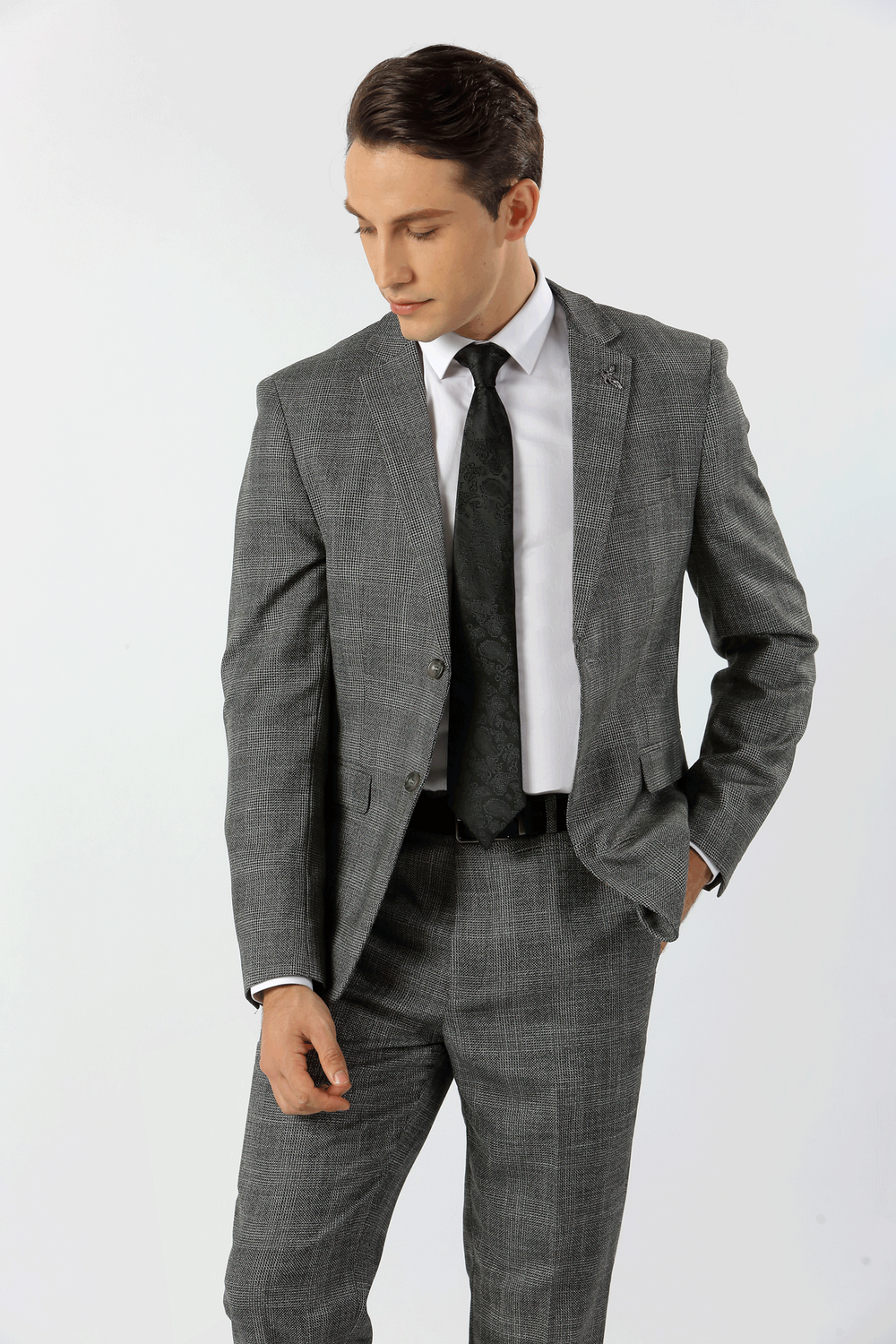 Harper Textured Check Jacket STEEL
