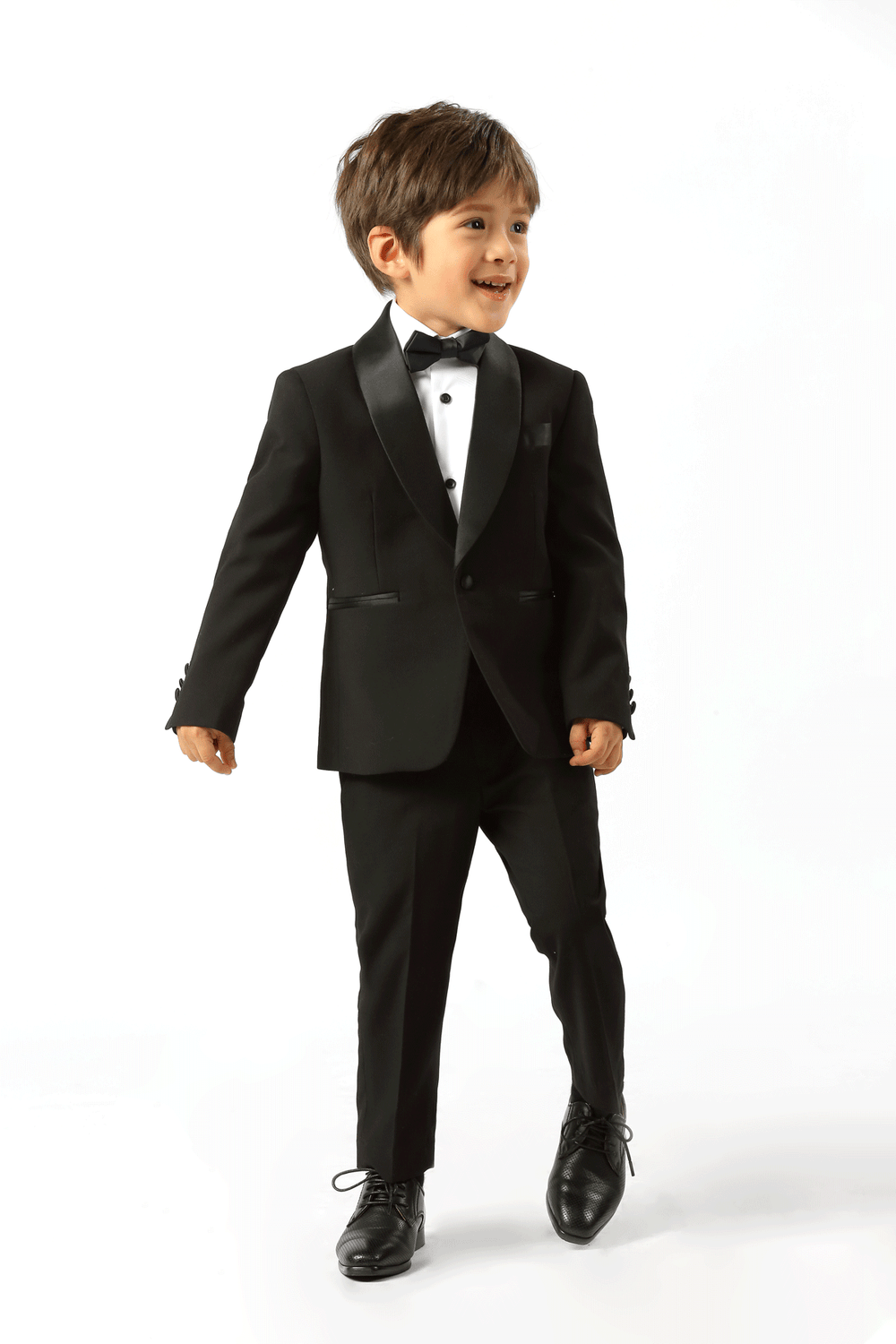 Heston Fine Twill Plain Shawl Lapel Boys Jacket Black
