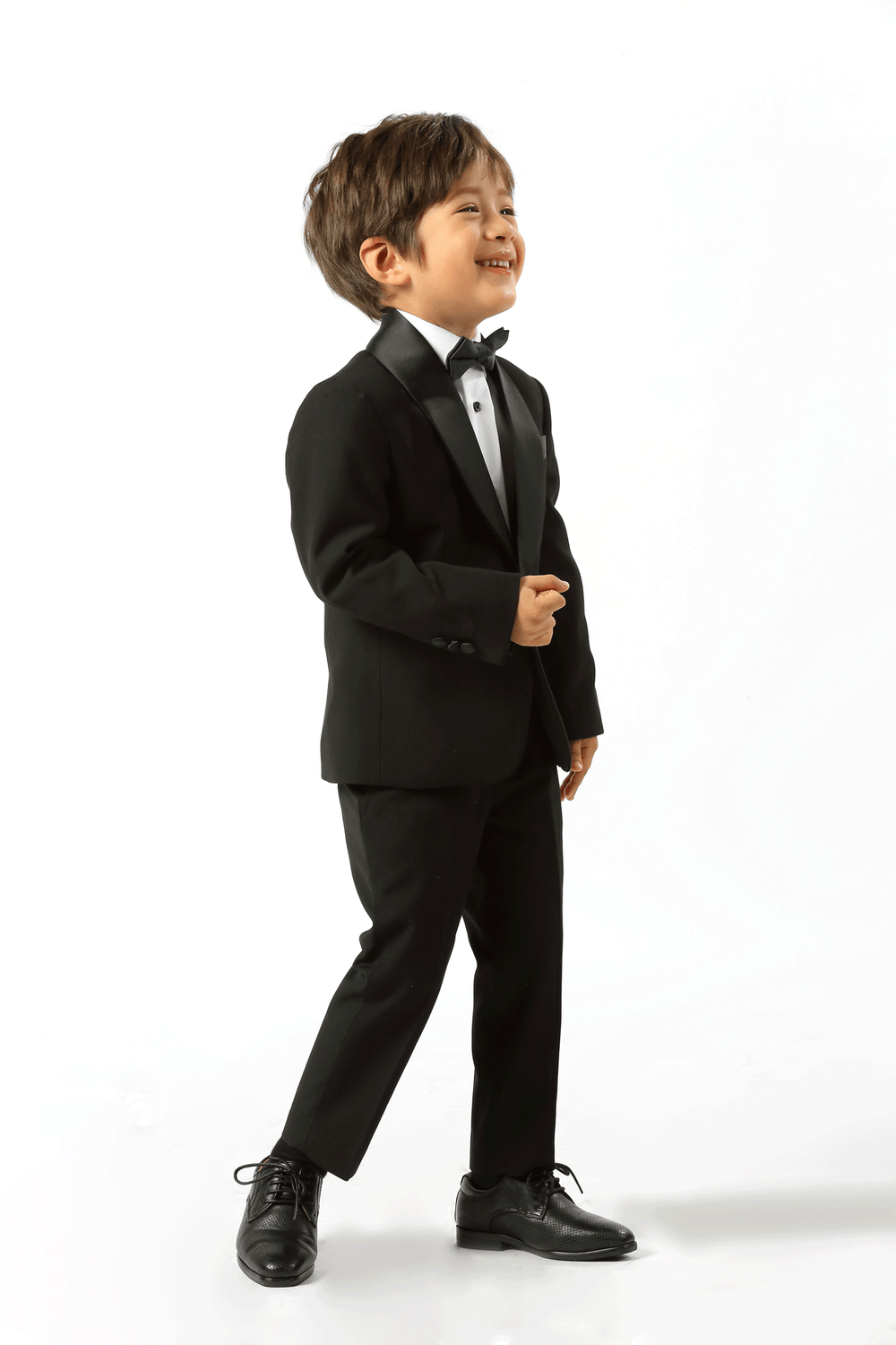 Heston Fine Twill Plain Shawl Lapel Boys Jacket Black