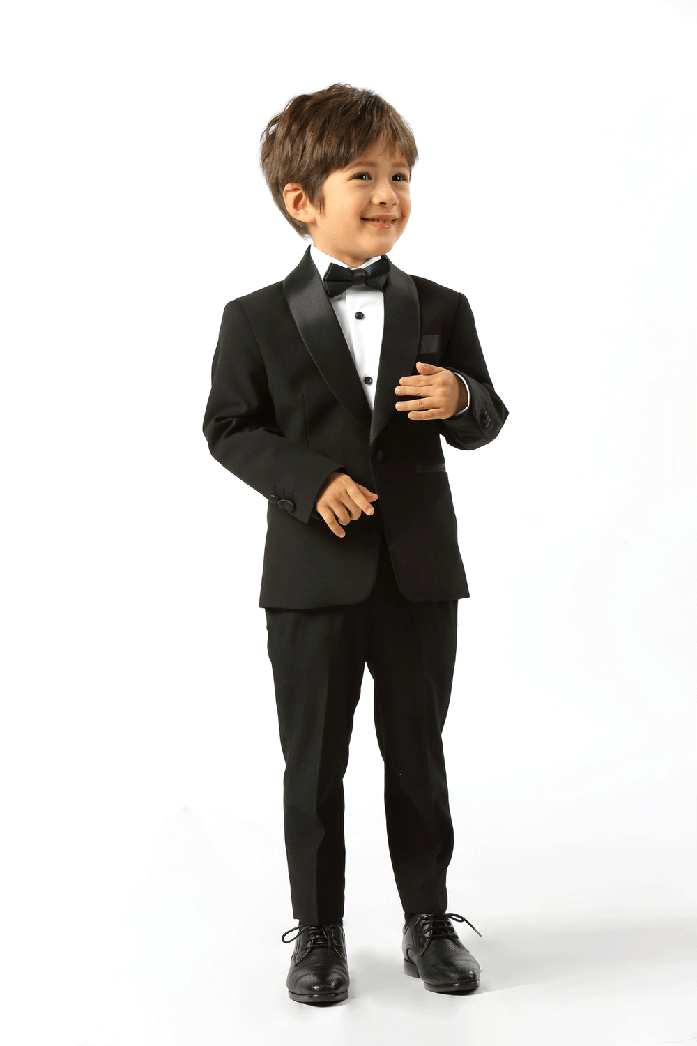 Heston Fine Twill Plain Shawl Lapel Boys Jacket Black
