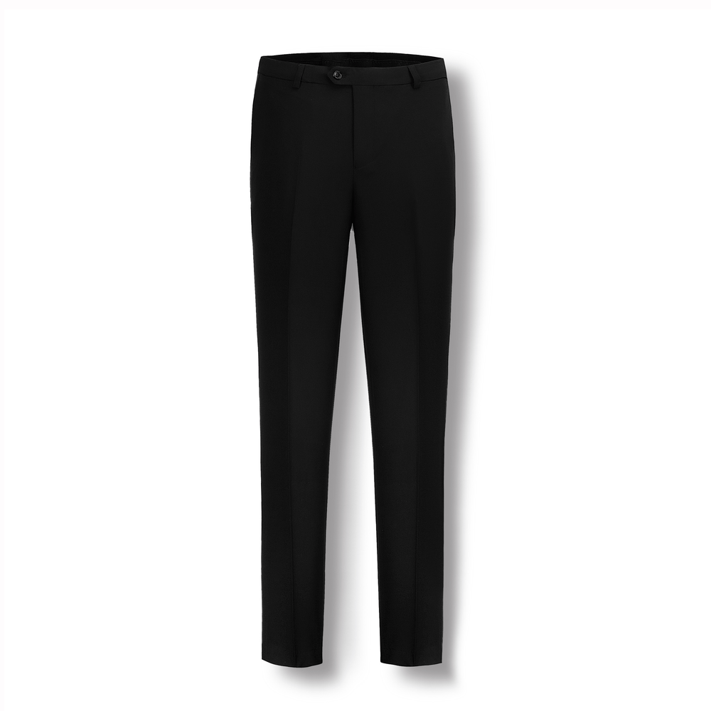Heston Fine Twill Plain Flatfront Trousers BLACK